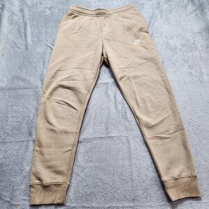 Nike Sweatpants Women's Size M Beige Fleece Lined Joggers High Rise Cuffed Logo